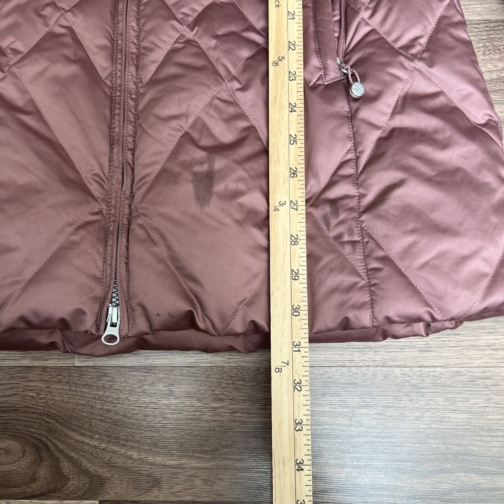Eddie Bauer Lodge Down Long Coat Womens Size Medium Muave Pink Faux Fur EB550 - Picture 4 of 12
